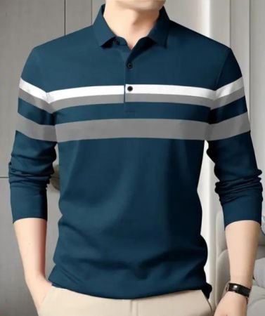NYC Colorblock Men Polo Neck blue T-Shirt
